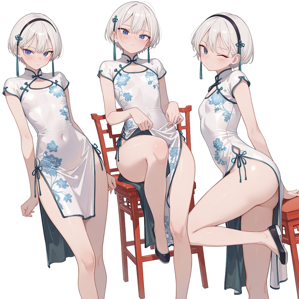 細身チャイナのサイドスリット