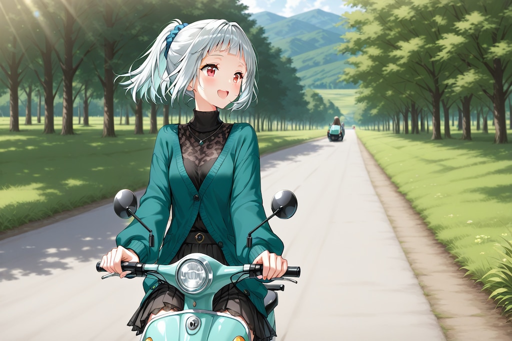 スクーターと雛菊ちゃん
