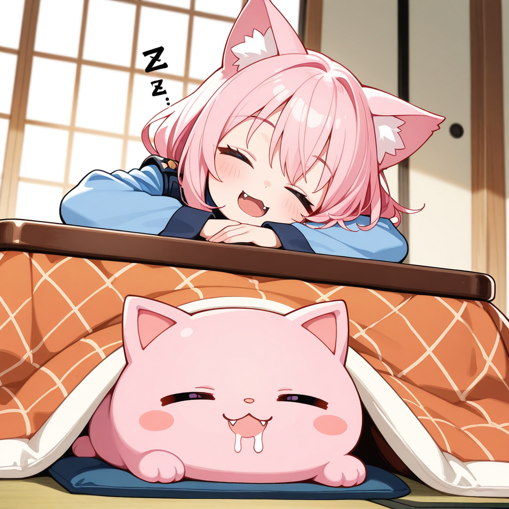 ねこはこたつをみつけると、入って寝てしまうのです！！