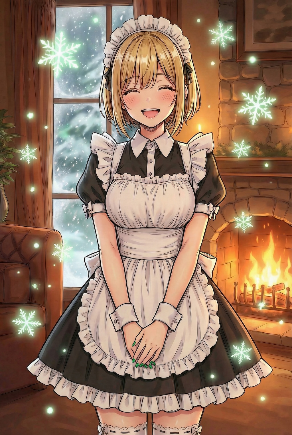 The maid girl's cute smile,