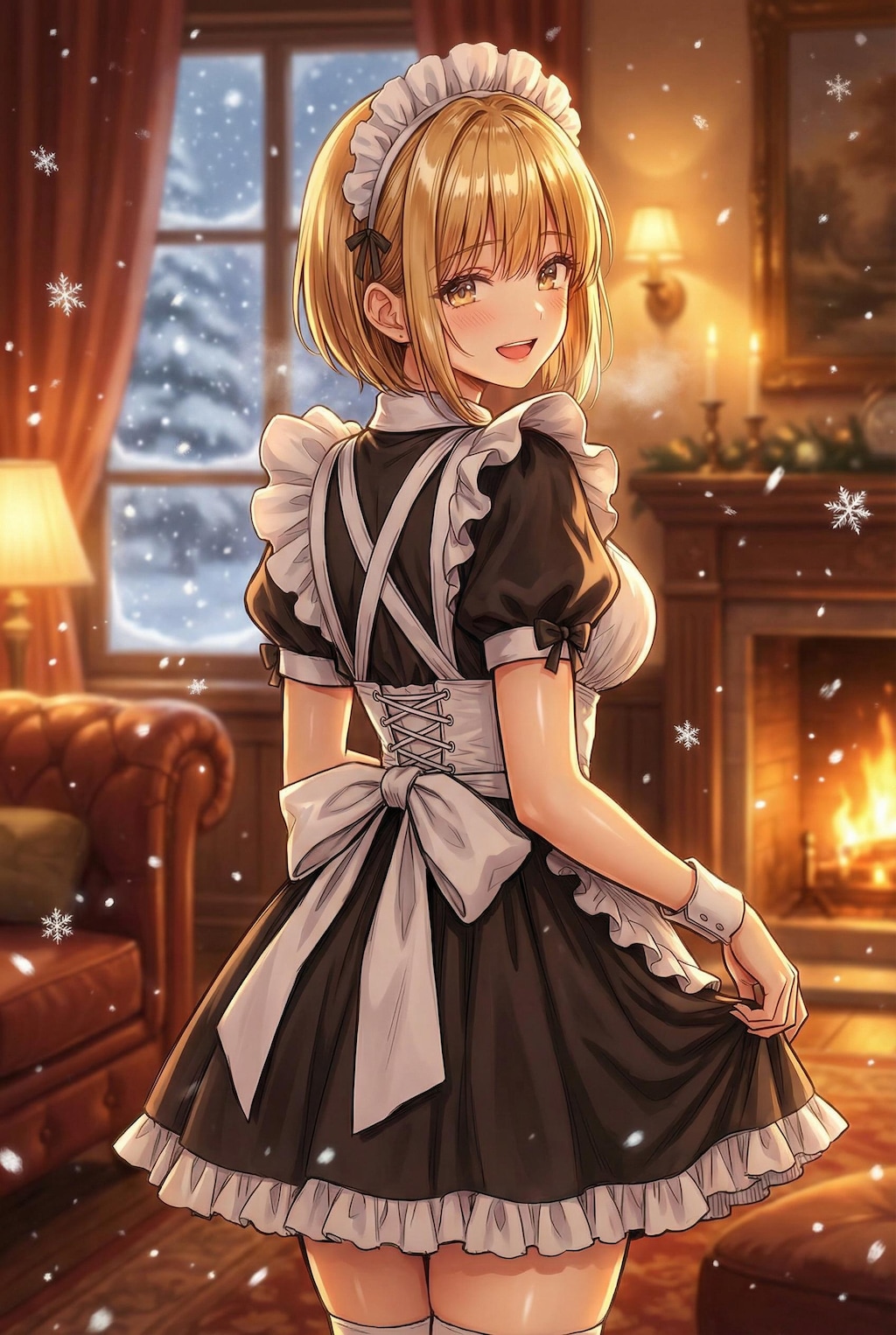 The maid girl's cute smile,