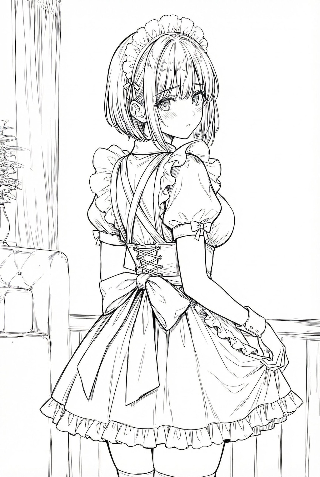 The maid girl's cute smile,