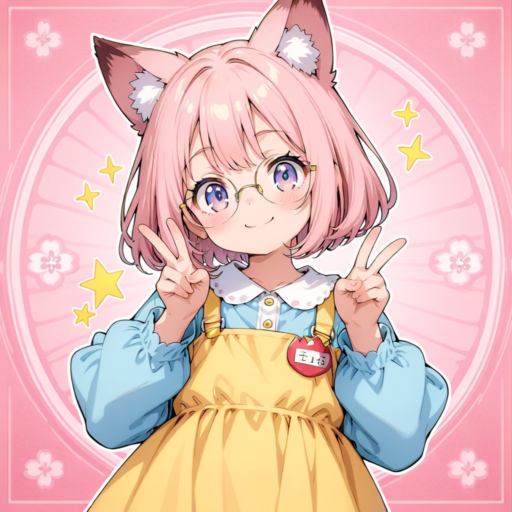 眼鏡をかけピースする、みなきちゃん | の人気AIイラスト・グラビア