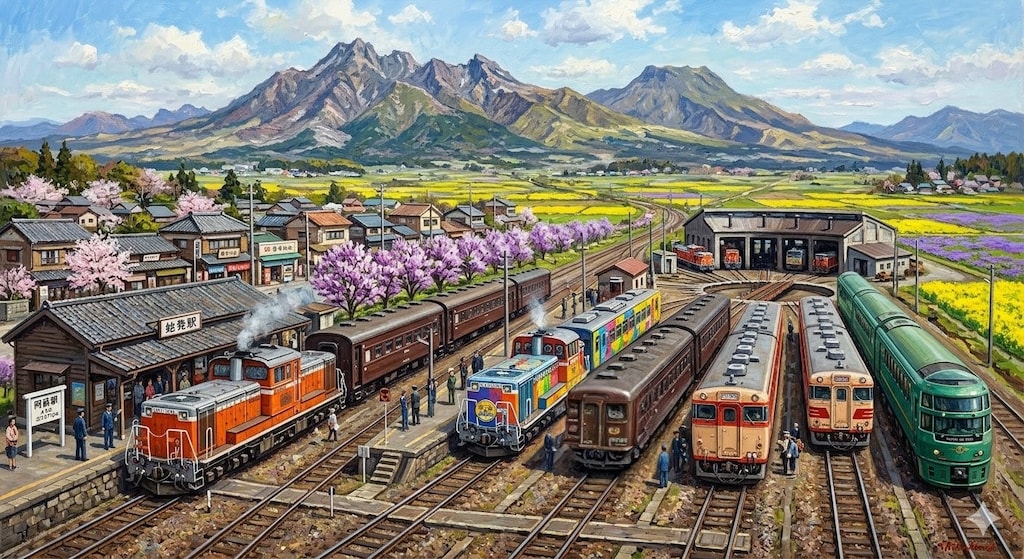 山が見える（ローカル始発駅）