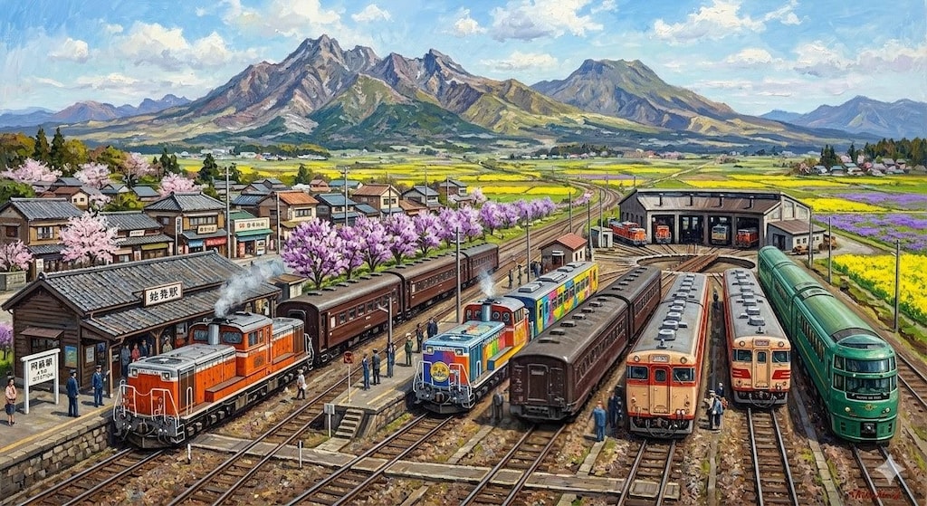 山が見える（ローカル始発駅）