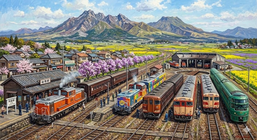 山が見える（ローカル始発駅）