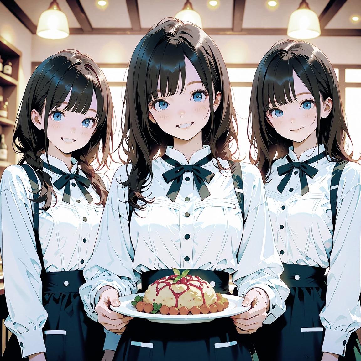 洋食屋の三姉妹 | の人気AIイラスト・グラビア