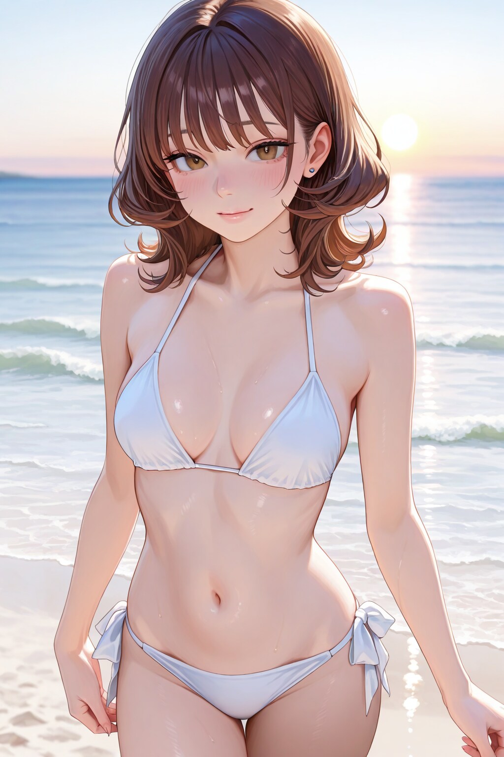 海に来たOLさん