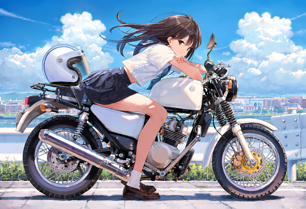 バイクで来た
