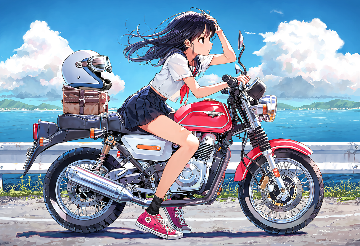 バイクで来た | の人気AIイラスト・グラビア
