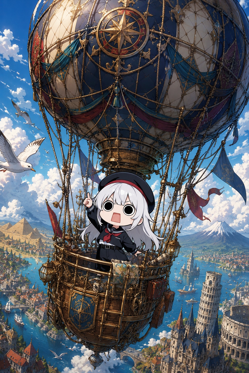 気球に乗るえらいこっちゃ嬢