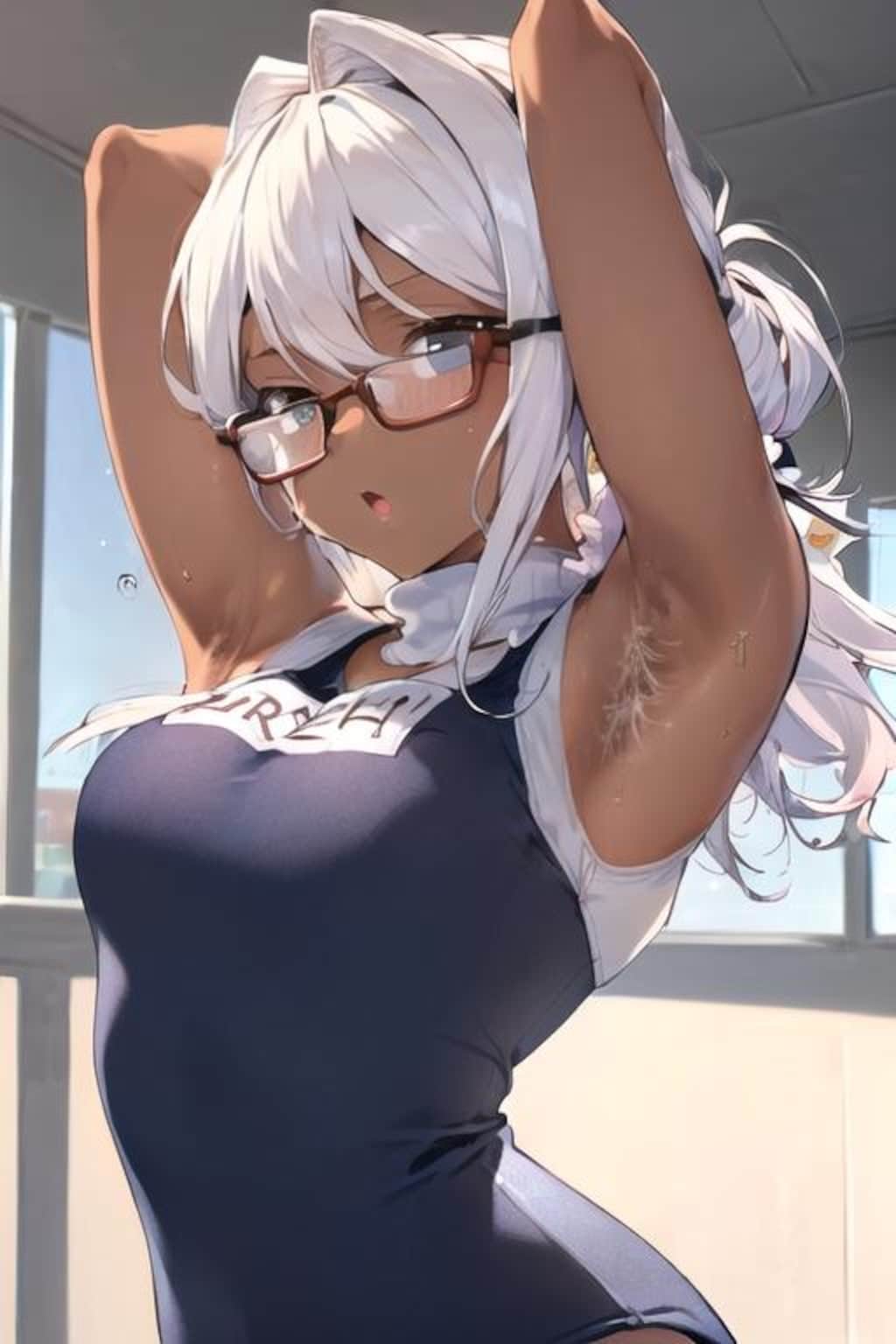 スク水脇毛の女の子