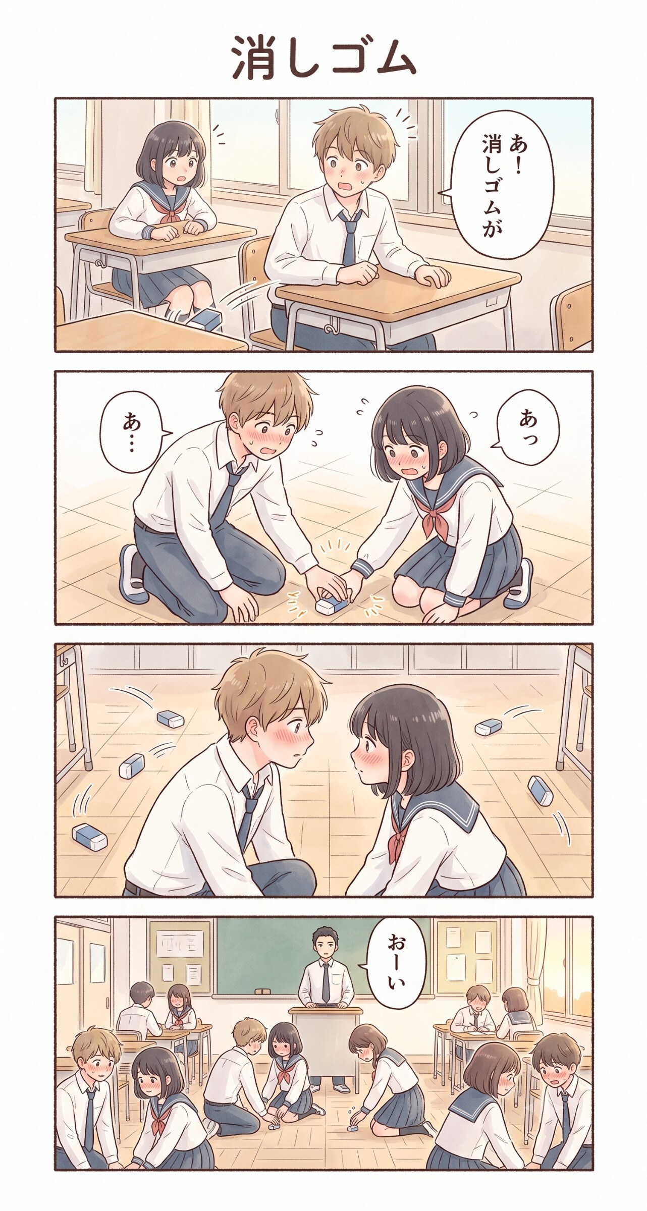 #121 ゆる日常4コマ「消しゴム」 | の人気AIイラスト・グラビア