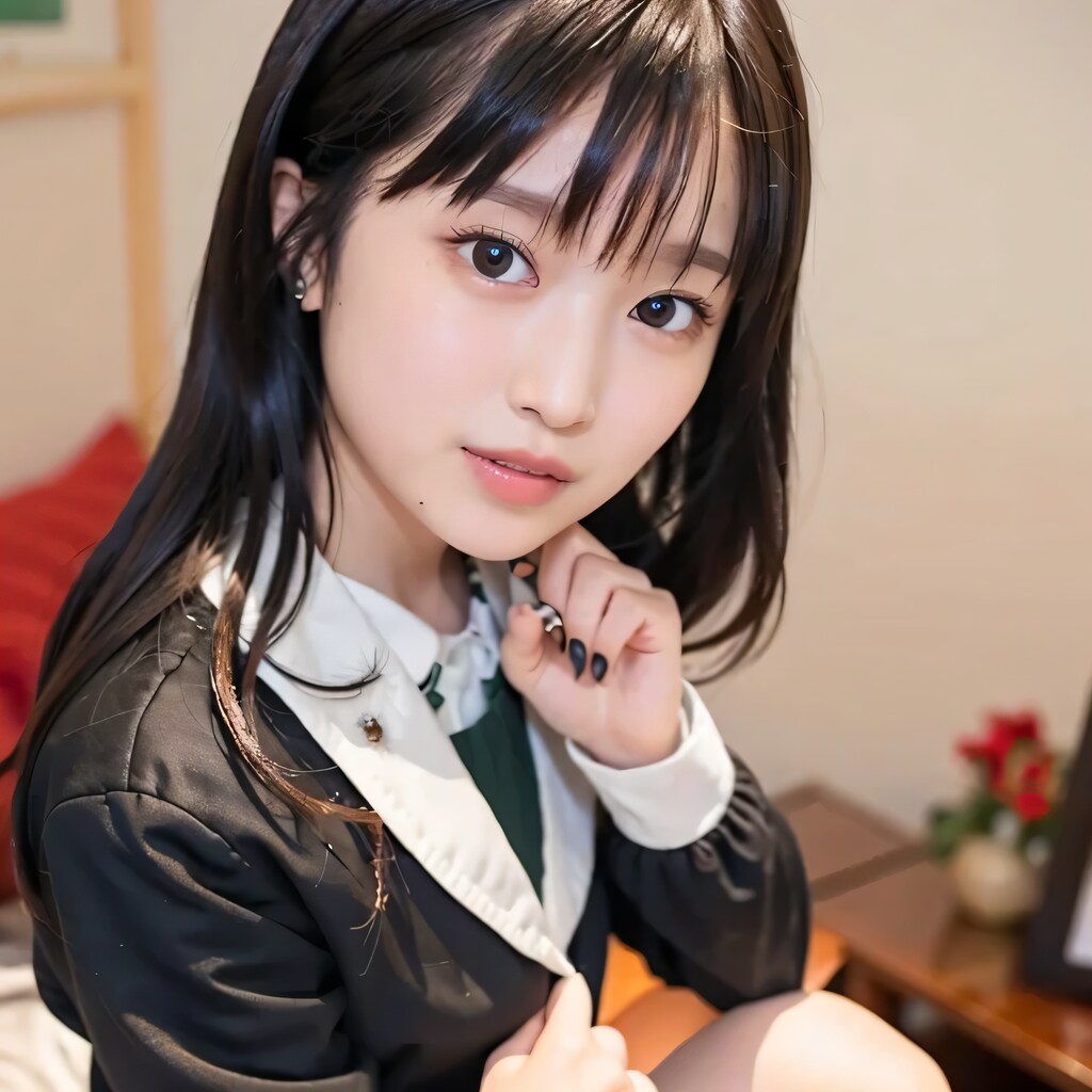 黒髪ロングで寝室の美女２９