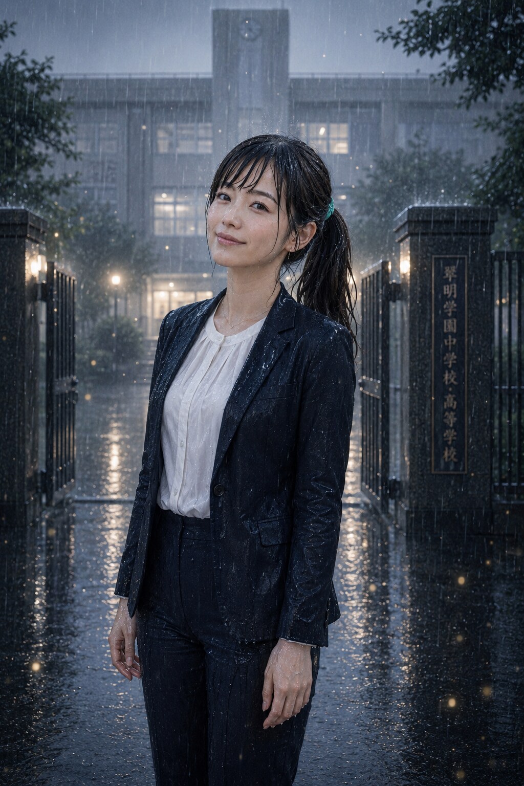 雨とスーツと先生