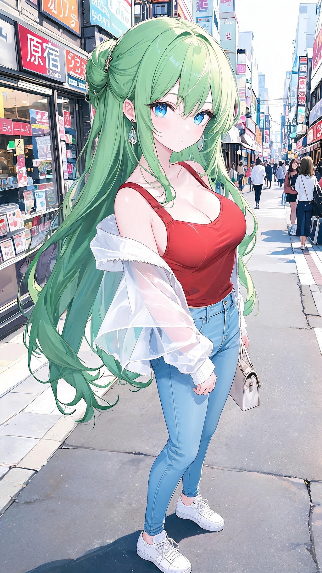 緑髪ロングちゃんとストリートデート