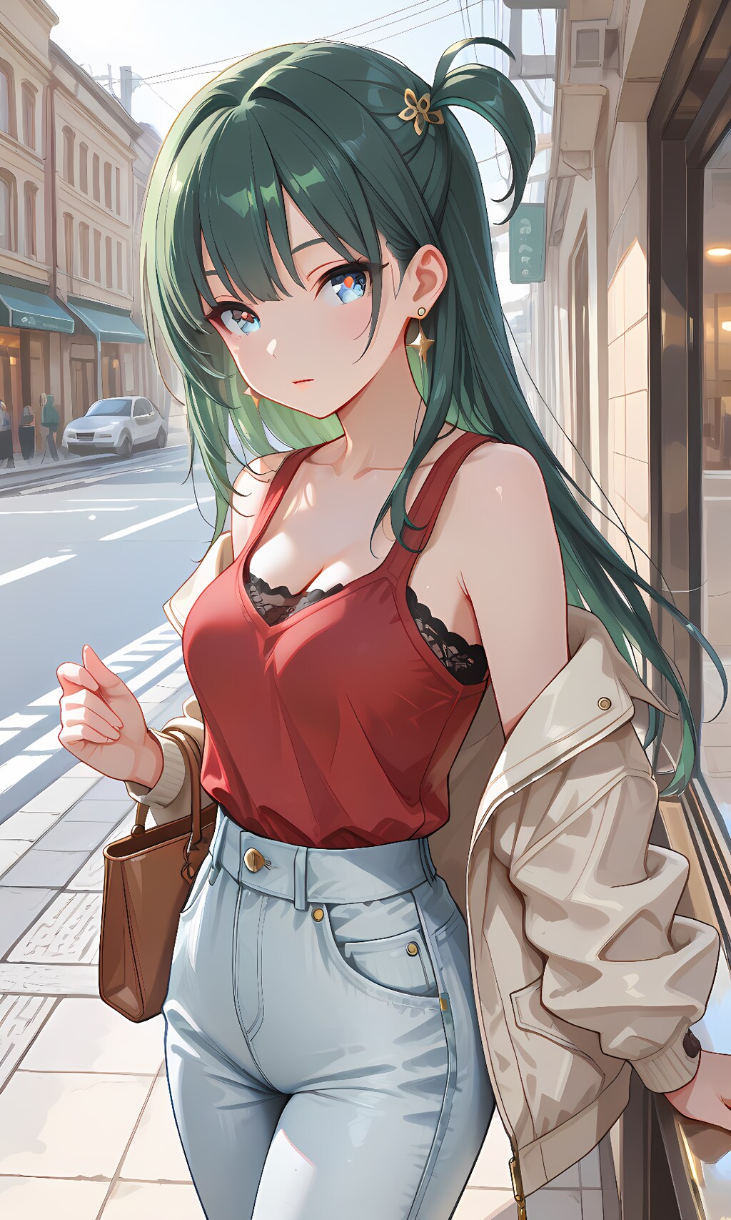 緑髪ロングちゃんとストリートデート