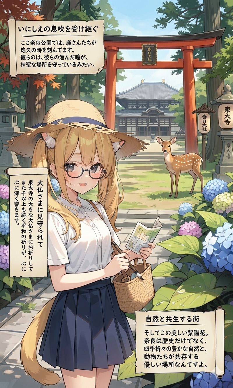まや「奈良観光あじさいあるけど」こるり「まあ、笑顔ならいいけど」まや「笑えばいいと思うよ（暑い）」