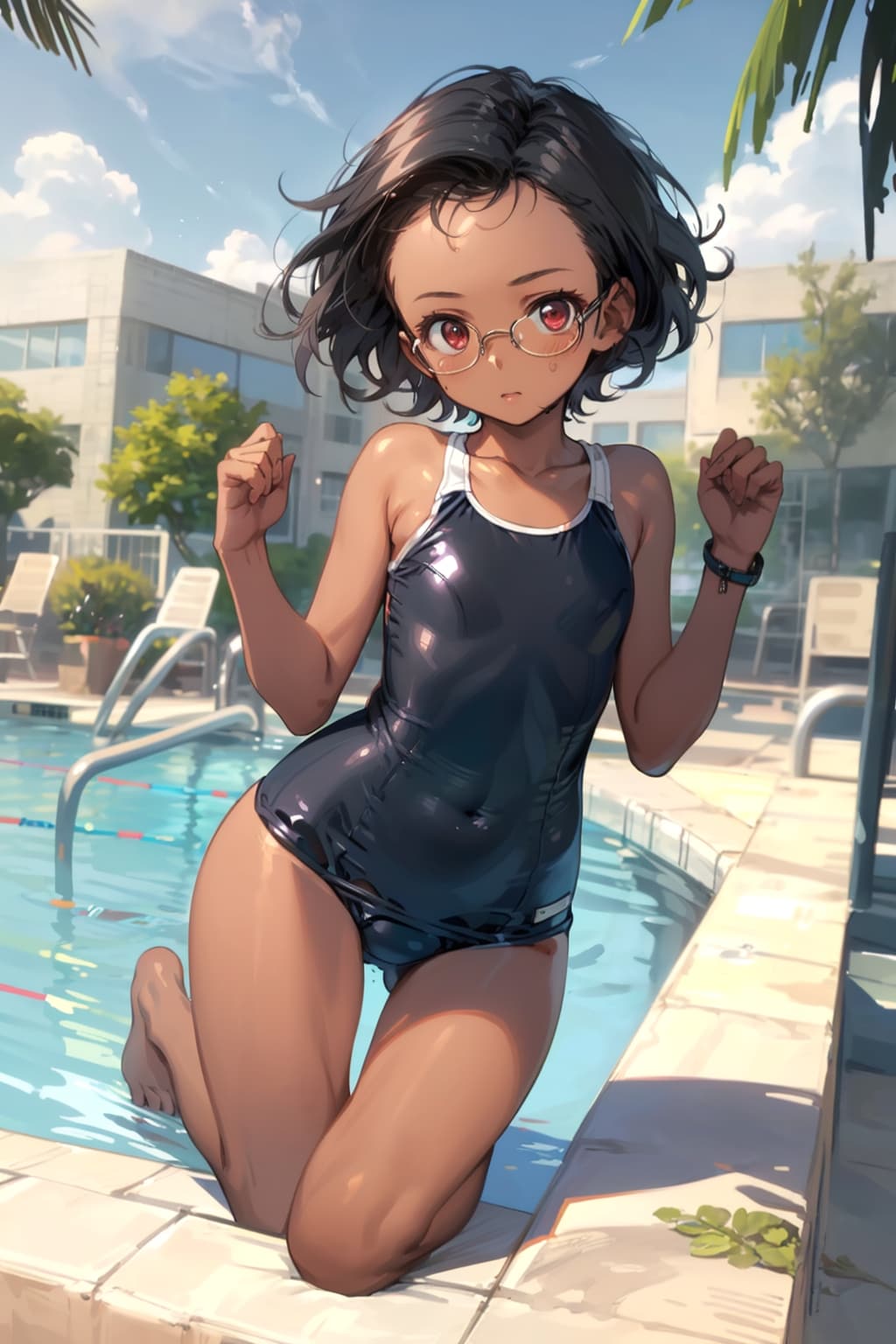 スク水の眼鏡っ娘