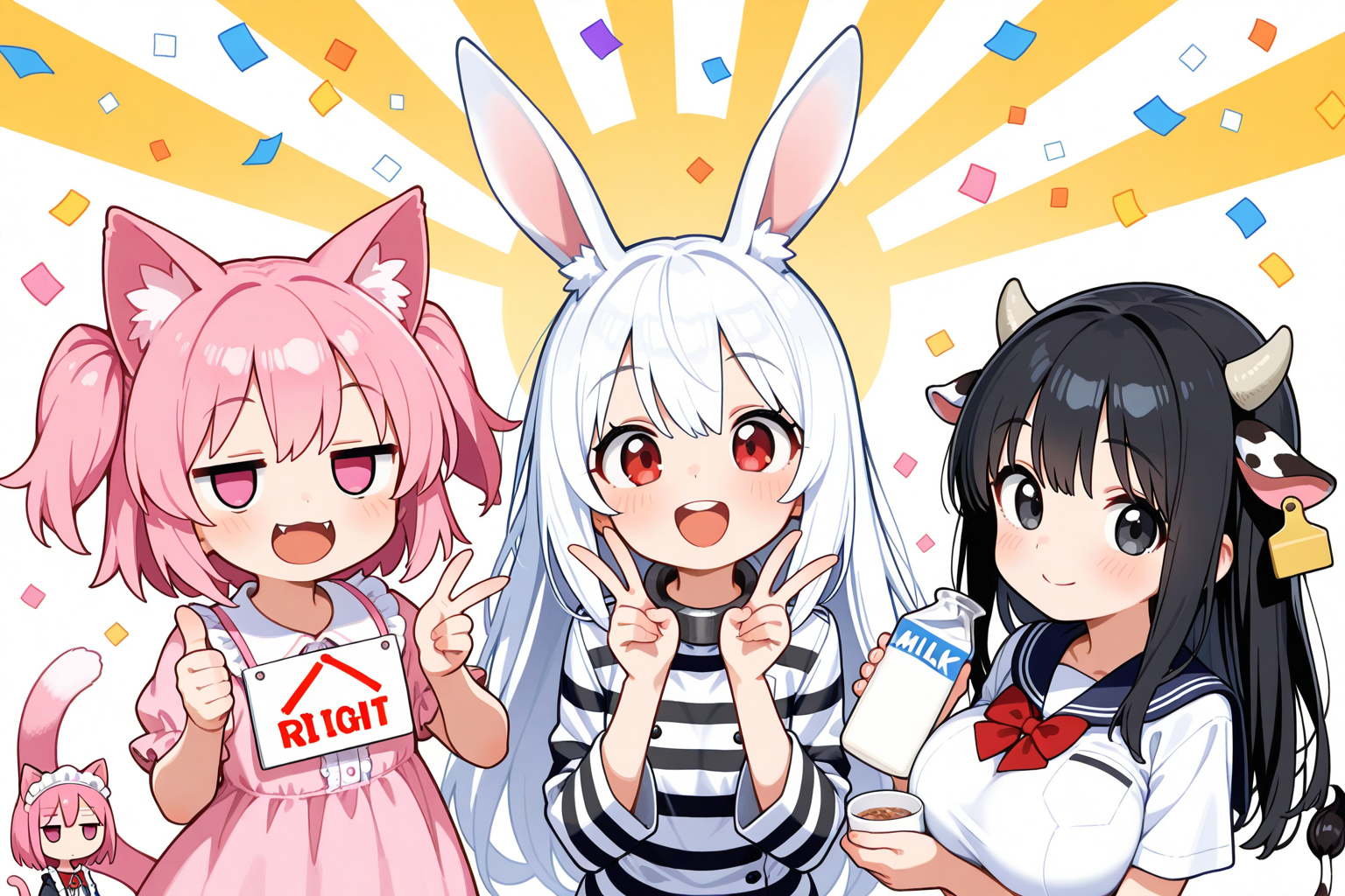 「猫」「兎」「牛」 | の人気AIイラスト・グラビア