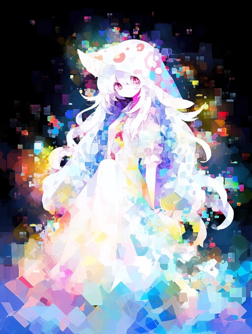 にじ、にじ、よる、よる、みずうみ。