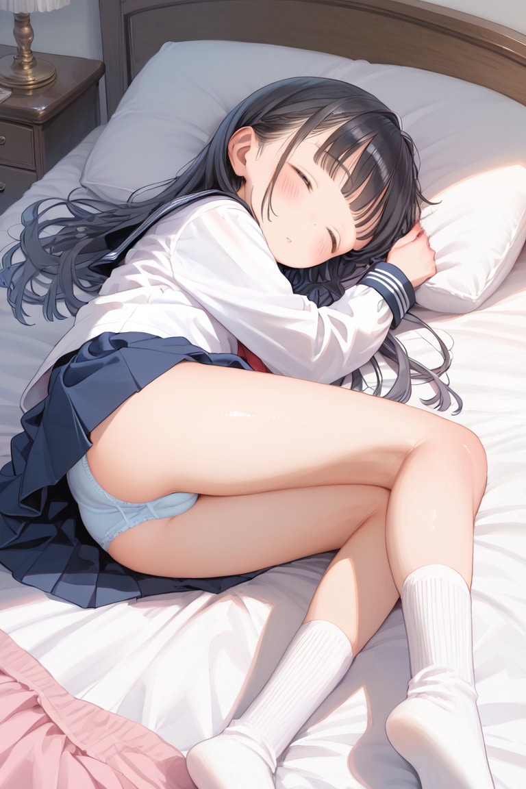 【サンプル】セーラー服〇リJ〇ちゃんたちがお昼寝パンチラ（6枚）