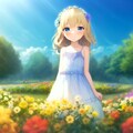 花とブロンド少女 2枚目