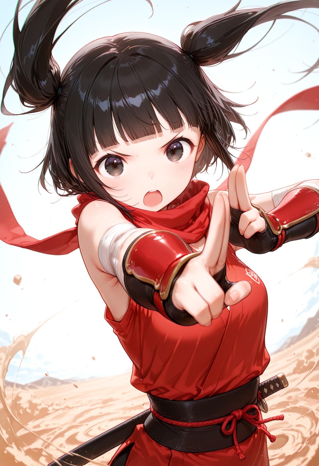 土遁の印を結ぶクノイチ