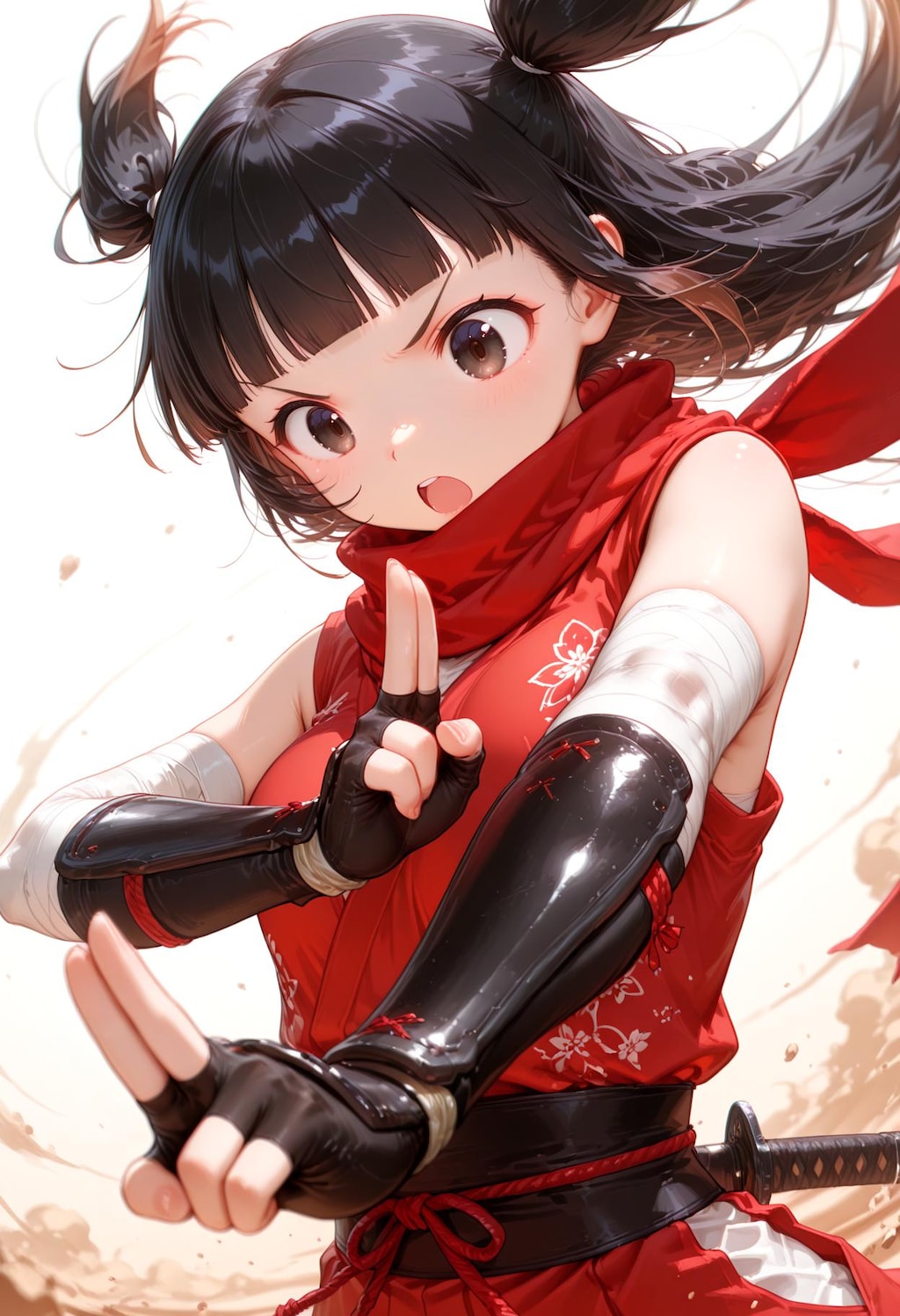 土遁の印を結ぶクノイチ