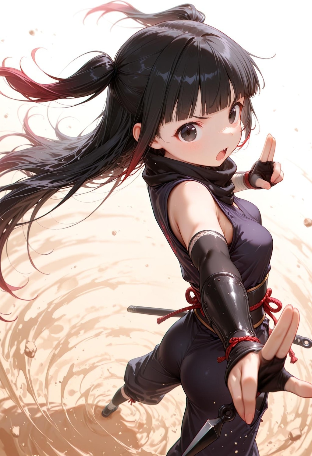 土遁の印を結ぶクノイチ