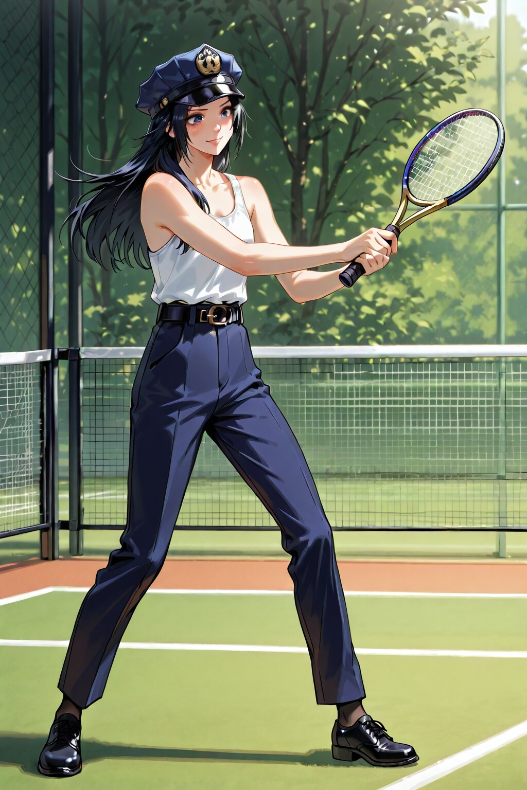 かっこかわいい婦警姫神英梨菜のテニス