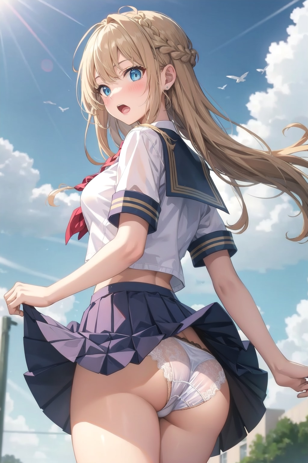 風パンチラ