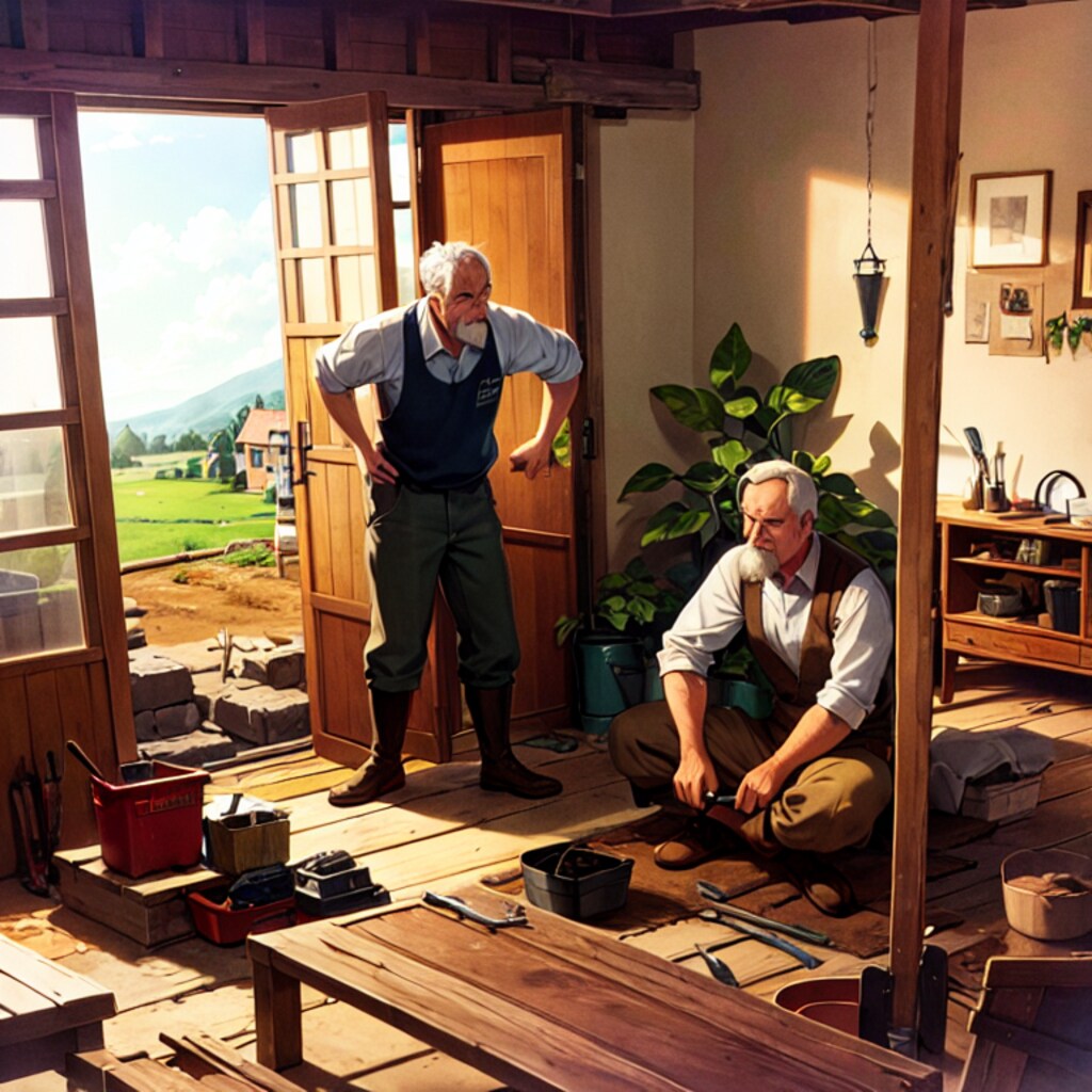 レスランドのじじい達、農具を点検する