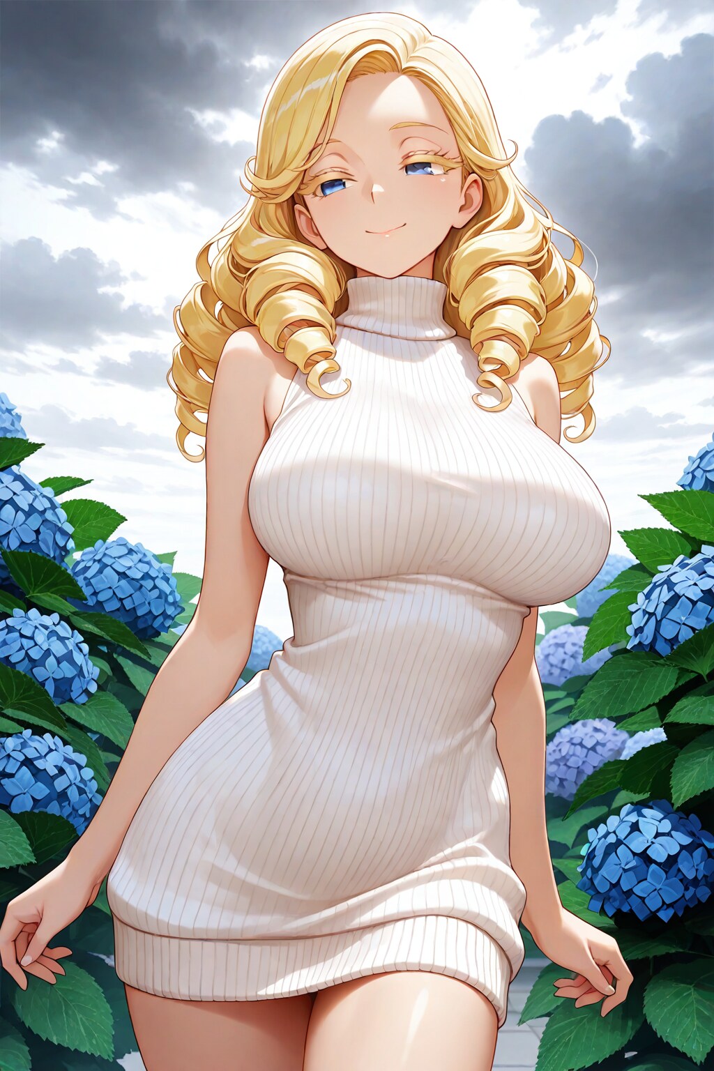紫陽花と美女