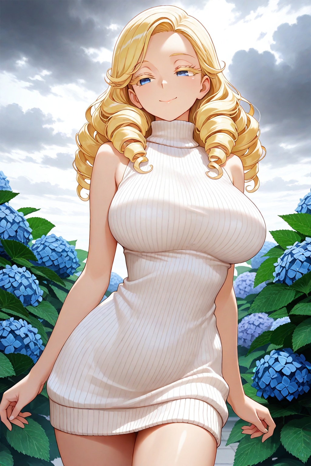 紫陽花と美女