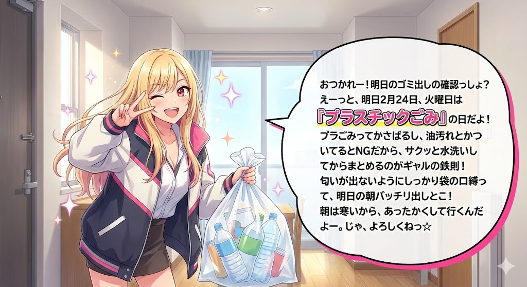 ゴミの日を教えてくれるタスク