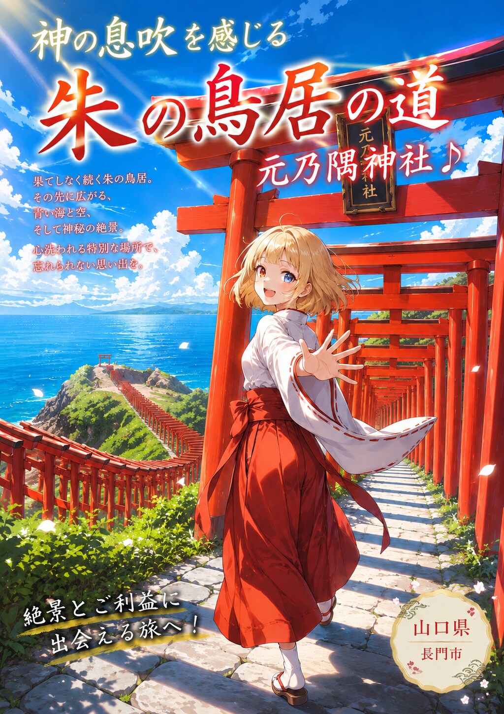 元乃隅神社に降り立った美愛