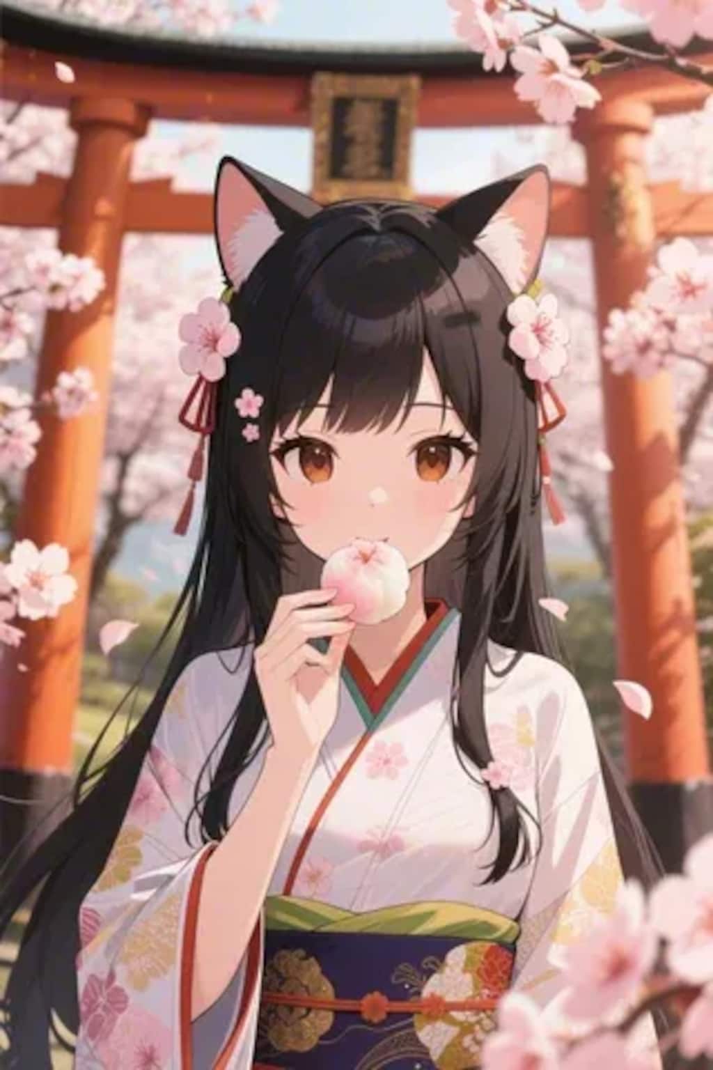 お餅を食べるさくらちゃん