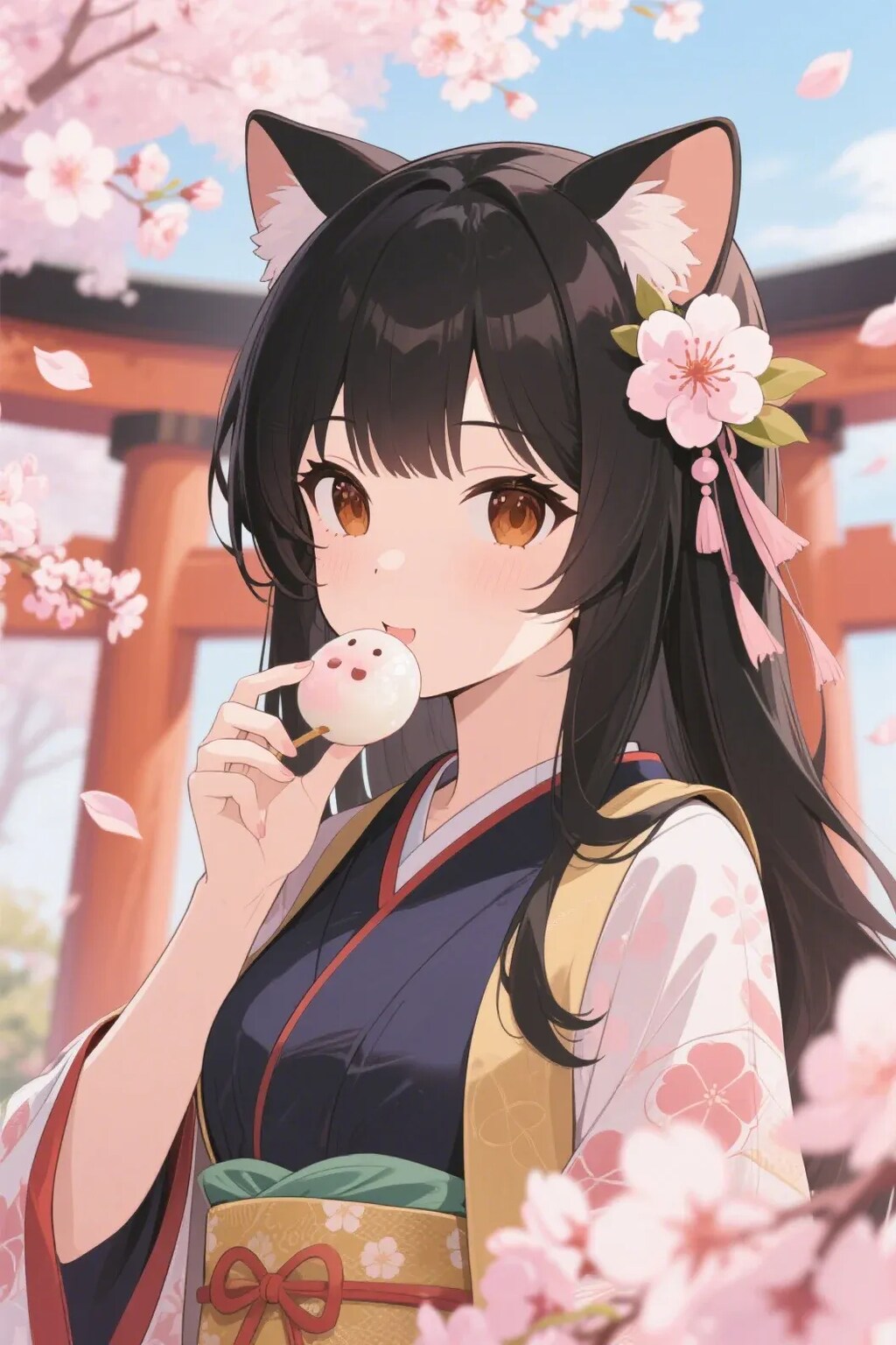 お餅を食べるさくらちゃん