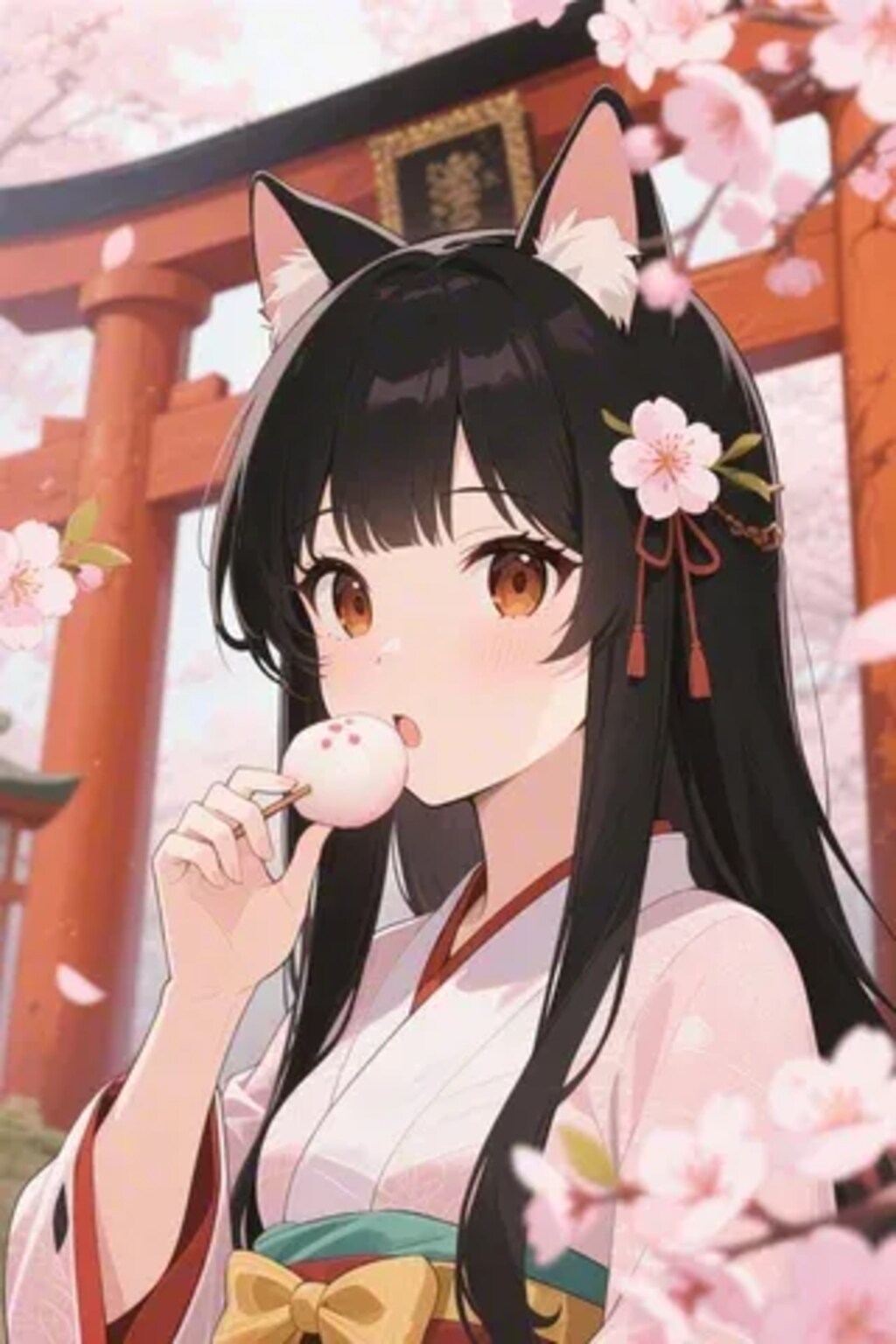 お餅を食べるさくらちゃん