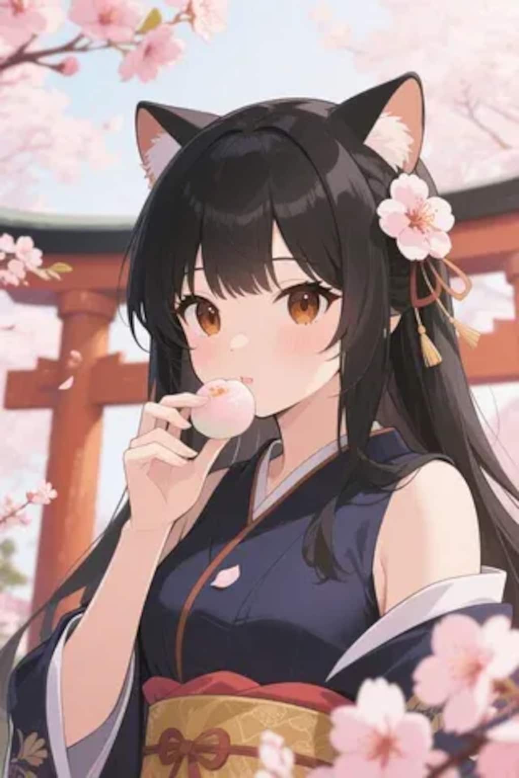 お餅を食べるさくらちゃん