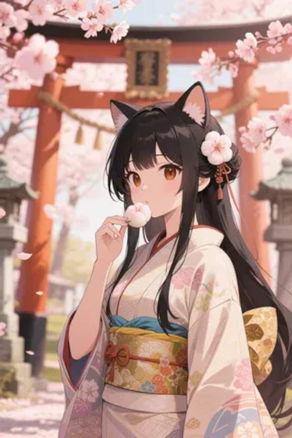 お餅を食べるさくらちゃん