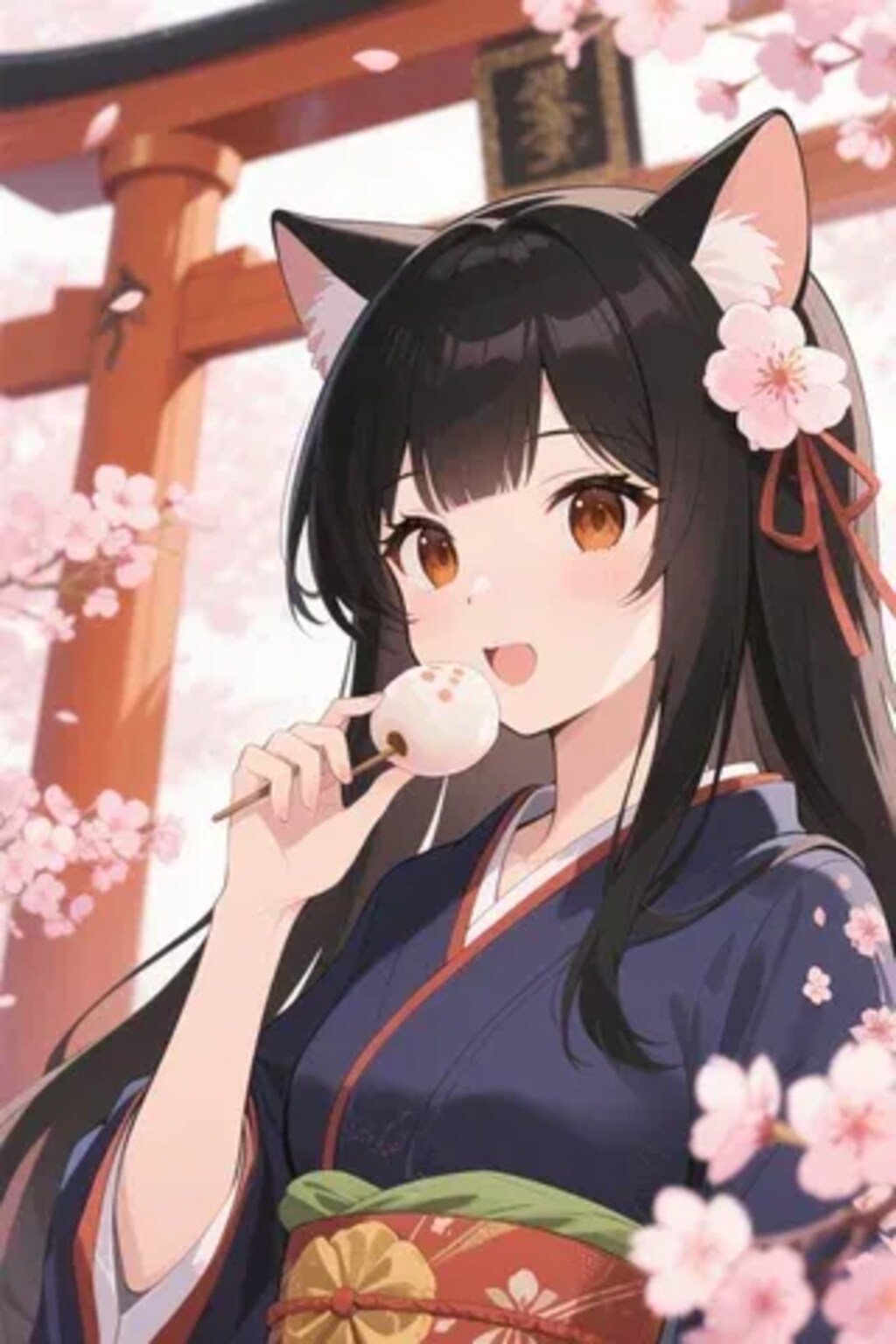 お餅を食べるさくらちゃん