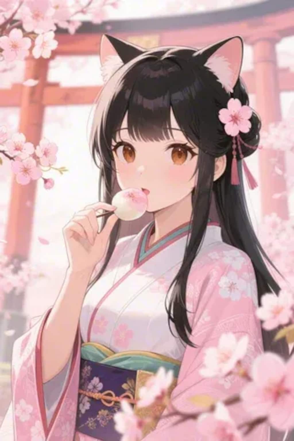 お餅を食べるさくらちゃん