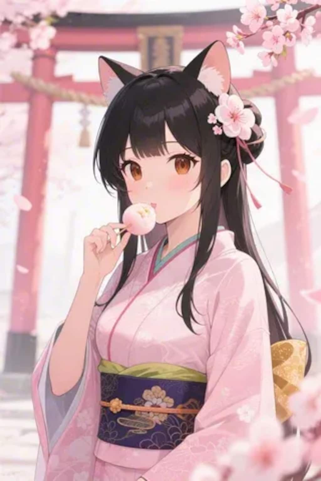 お餅を食べるさくらちゃん