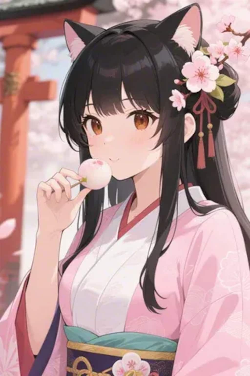 お餅を食べるさくらちゃん