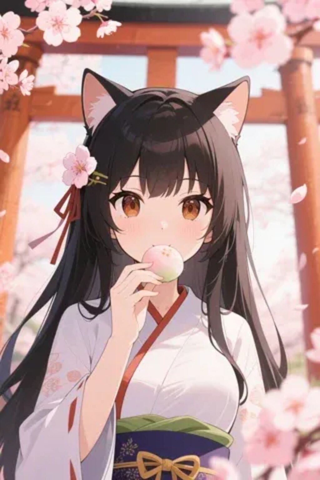 お餅を食べるさくらちゃん