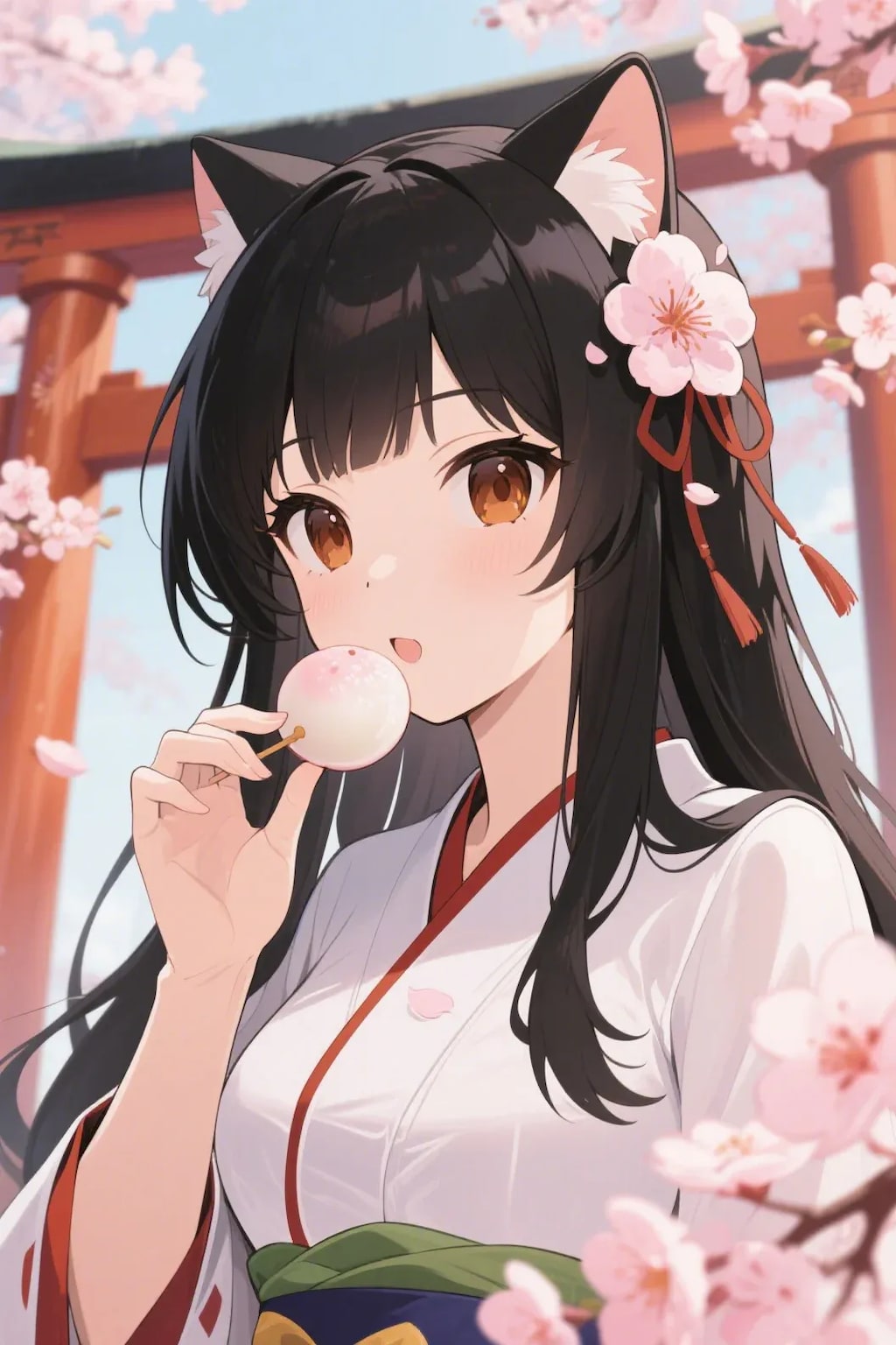 お餅を食べるさくらちゃん