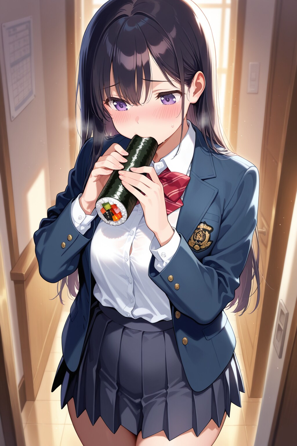 恵方巻を食べる美月ちゃん