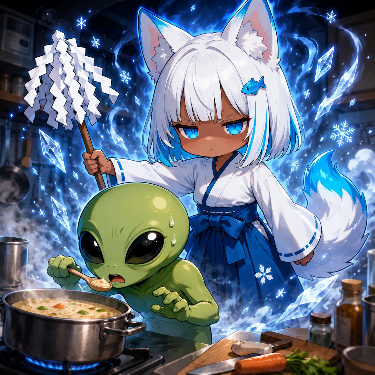 つまみ食いは許さない白狐ちゃん | の人気AIイラスト・グラビア